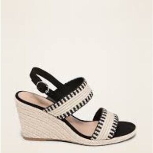 Old Navy Black and Cream Wedge Sandals